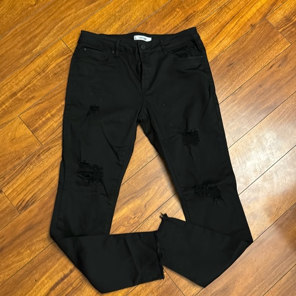 refuge Denim - Refuge black skinny distressed jeans size 10